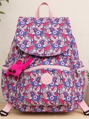 Kipling Ezra Mystical Mane Unicorn Rainbow Pink
Print NWT